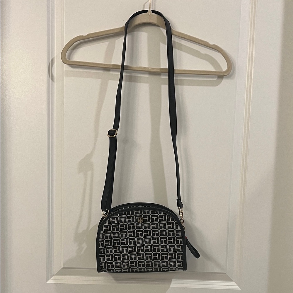 Tommy Hilfiger Monogram Black and White Crossbody Bag